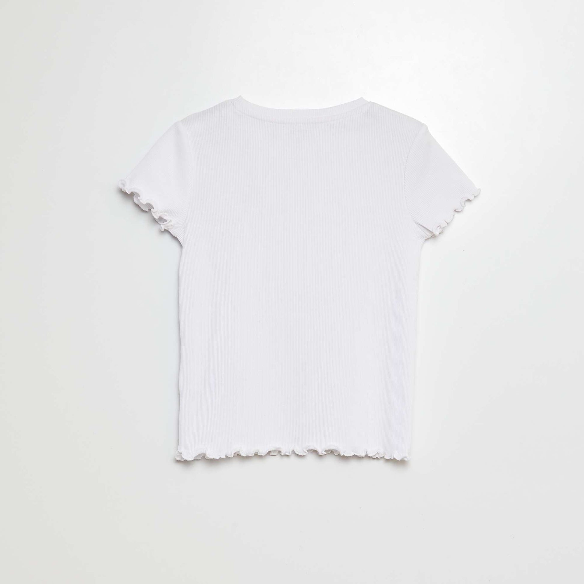 T-shirt côtelé bords ondulés BLANC