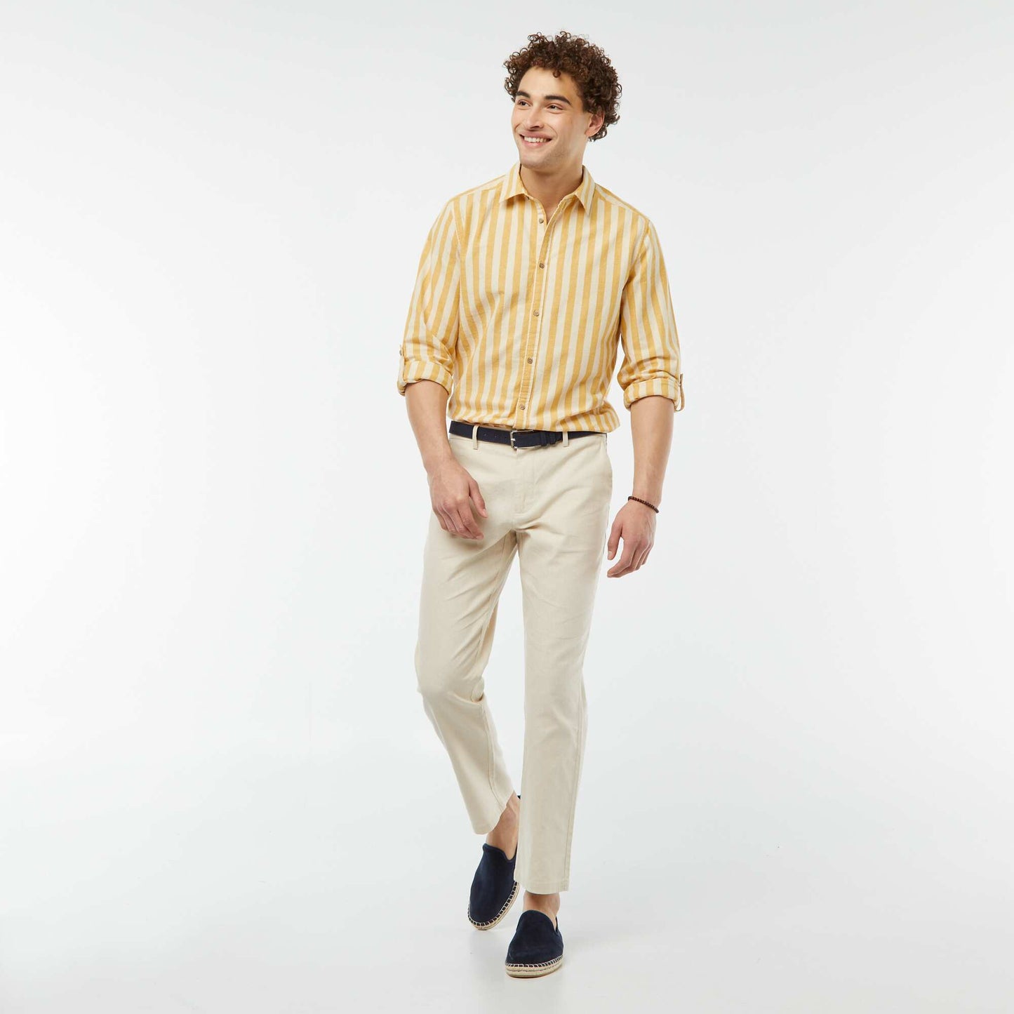Pantalon chino en lin mélangé BEIGE