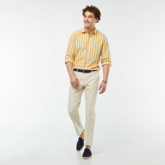 Pantalon chino en lin mélangé BEIGE