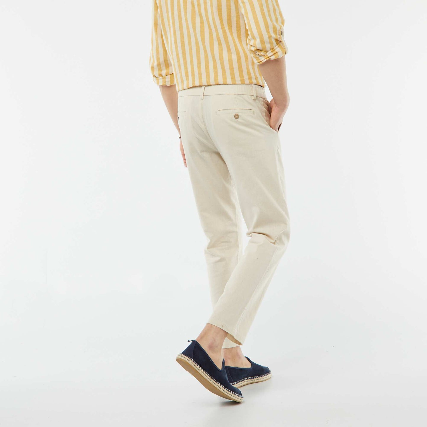 Pantalon chino en lin mélangé BEIGE