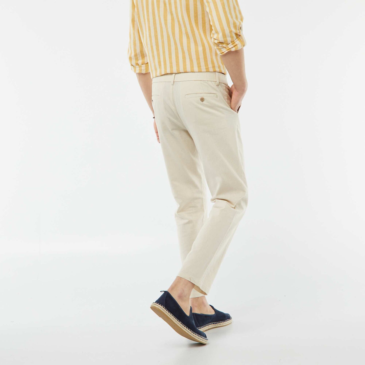 Pantalon chino en lin mélangé BEIGE