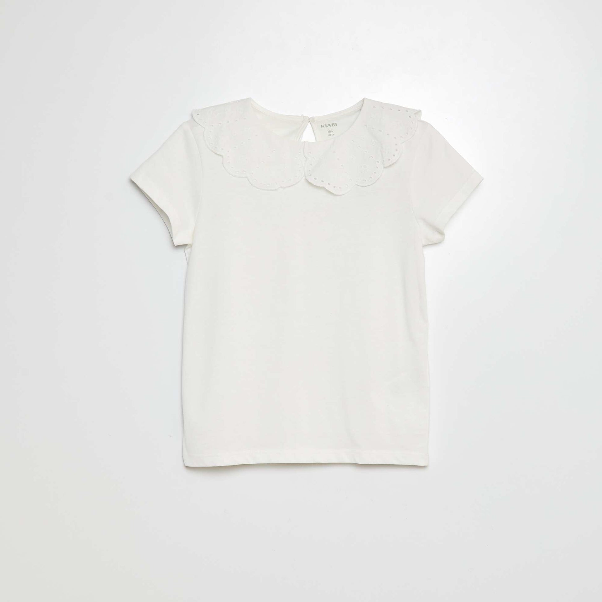 T-shirt à manches courtes avec broderies anglaises BLANC