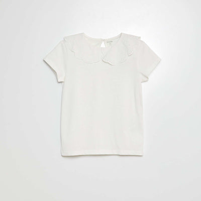 T-shirt à manches courtes avec broderies anglaises BLANC