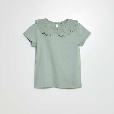 T-shirt à manches courtes avec broderies anglaises VERT