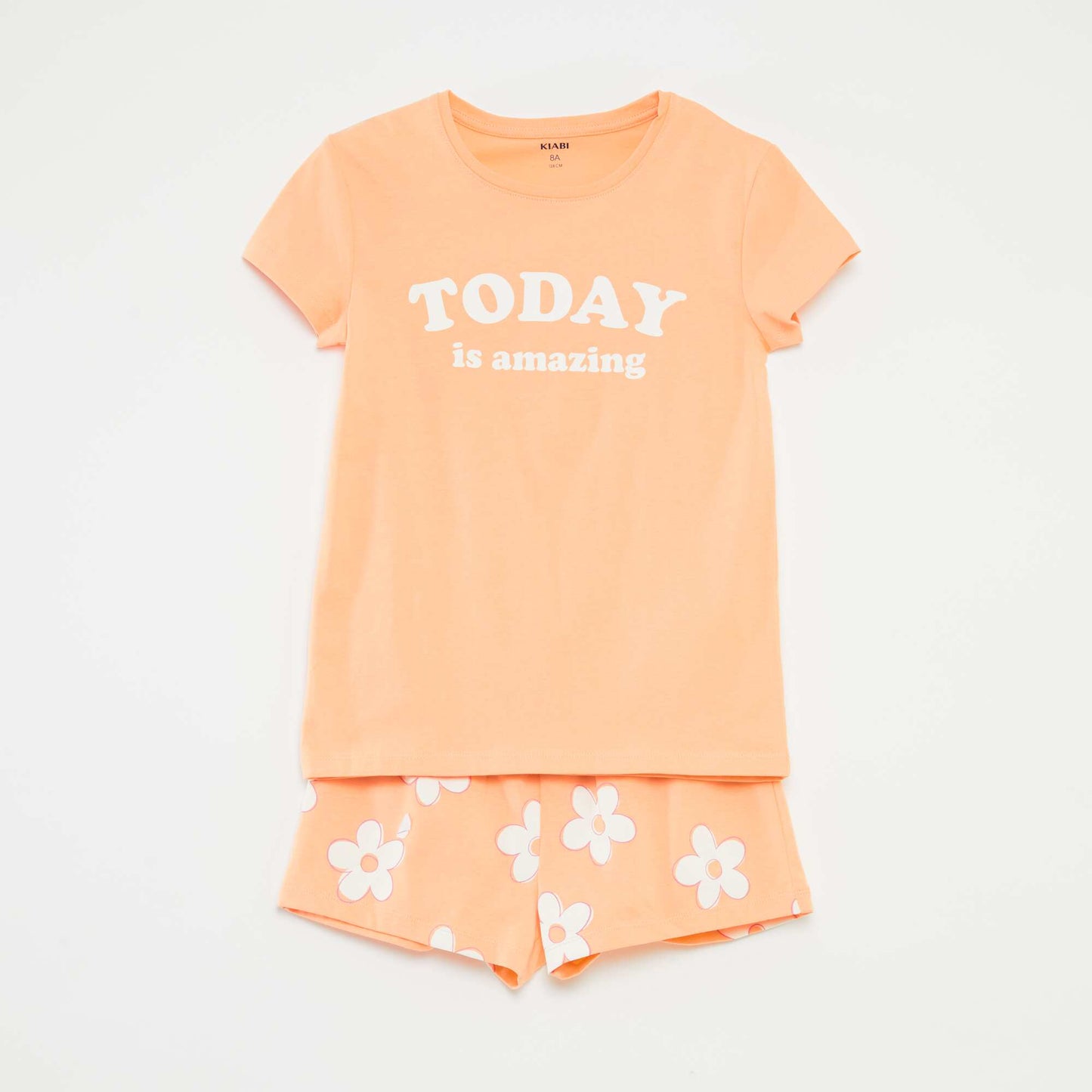 Pyjama court t-shirt + short avec imprimé - 2 pièces ORANGE