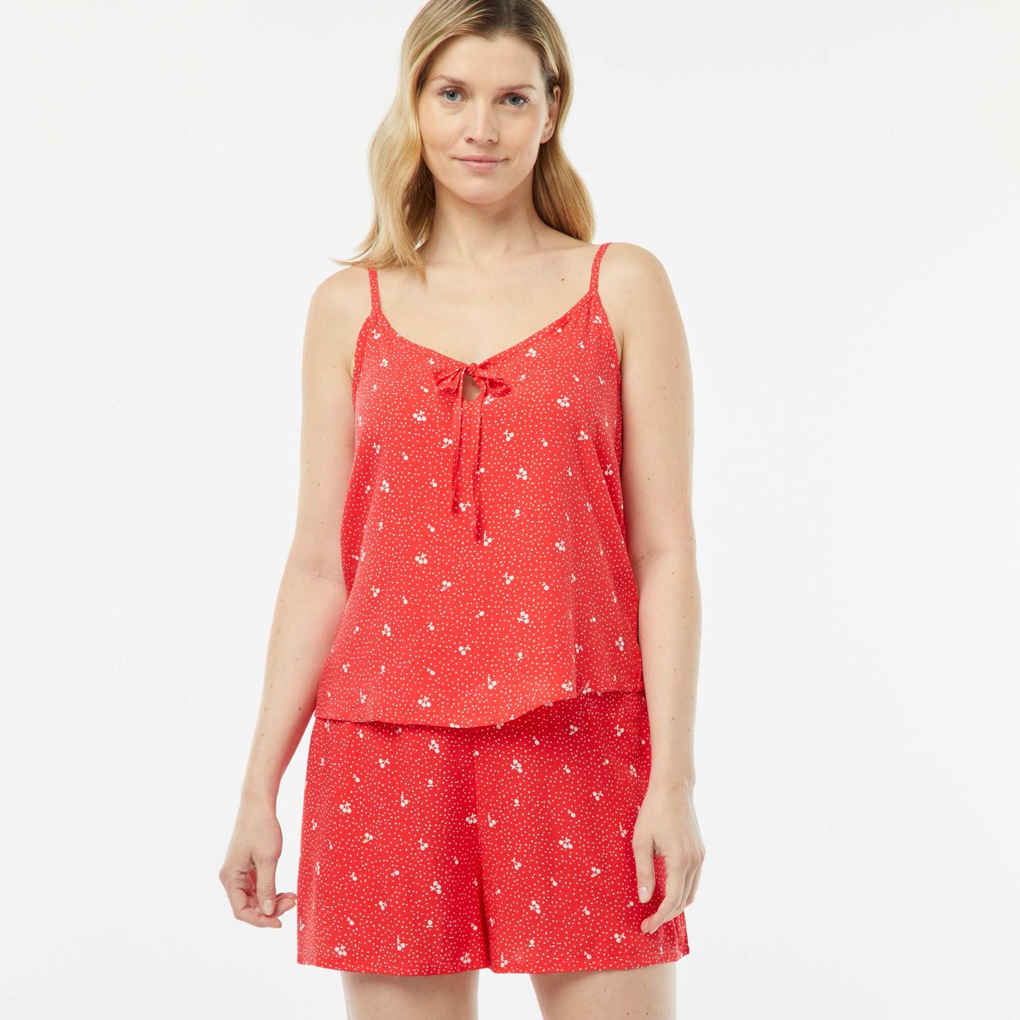 Ensemble pyjama débardeur + short imprimé ROUGE