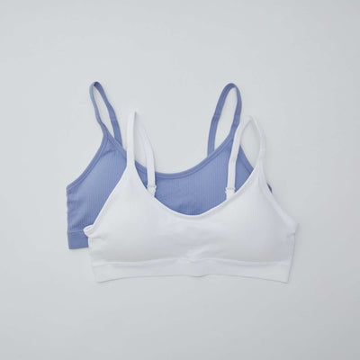 Lot de 2 brassières côtelés VIOLET/BLANC