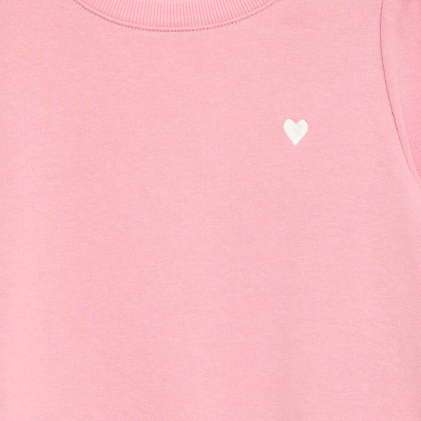 Sweat en molleton uni cœur brodé ROSE
