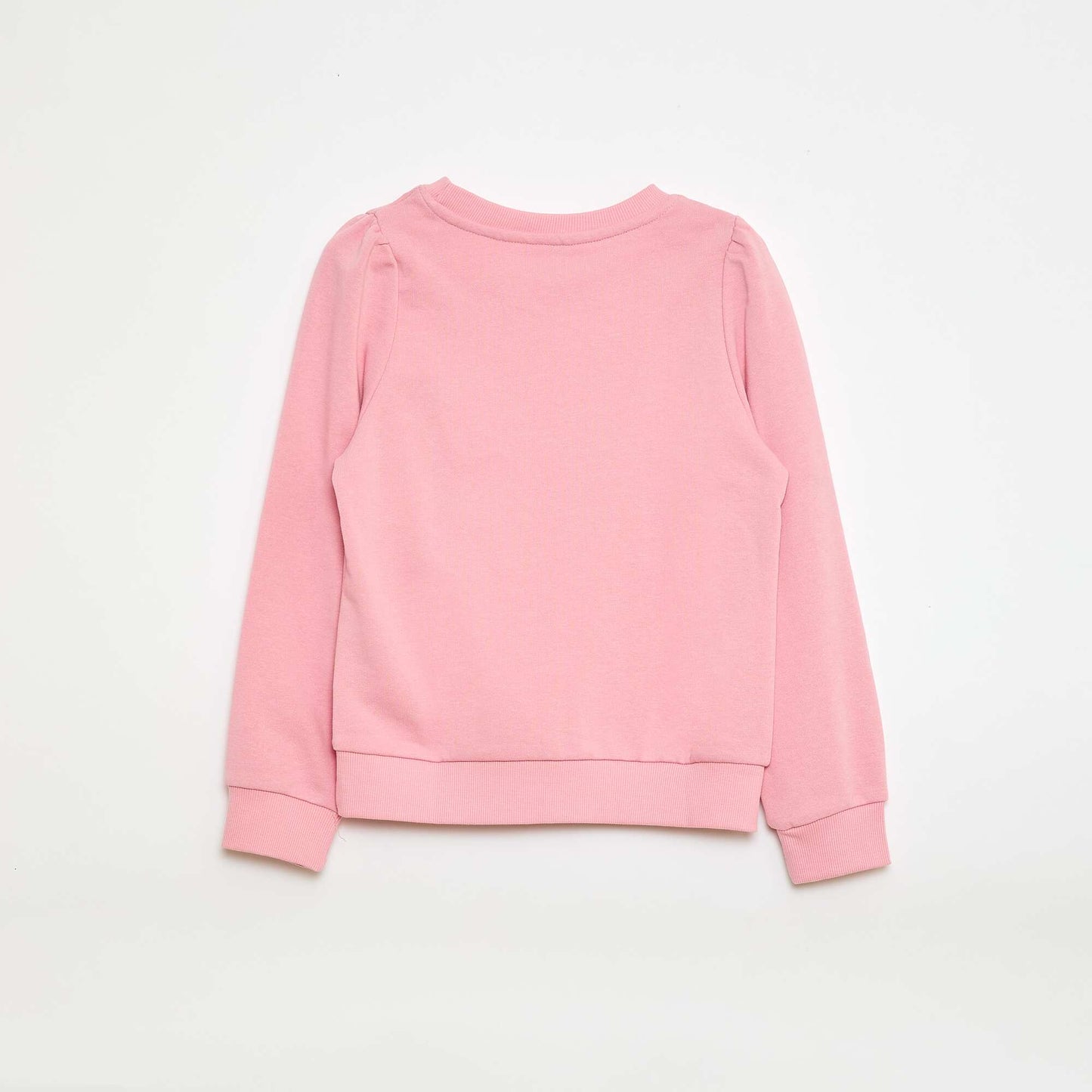 Sweat en molleton uni cœur brodé ROSE
