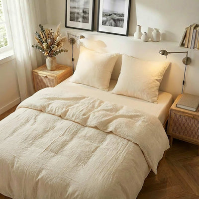 Parure de lit 2 personnes (240 x 220cm) en gaze de coton - Kiabi Home BLANC CASSé