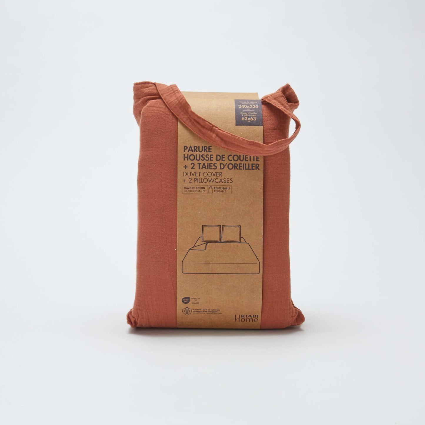 Parure de lit 2 personnes (240 x 220cm) en gaze de coton - Kiabi Home MARRON