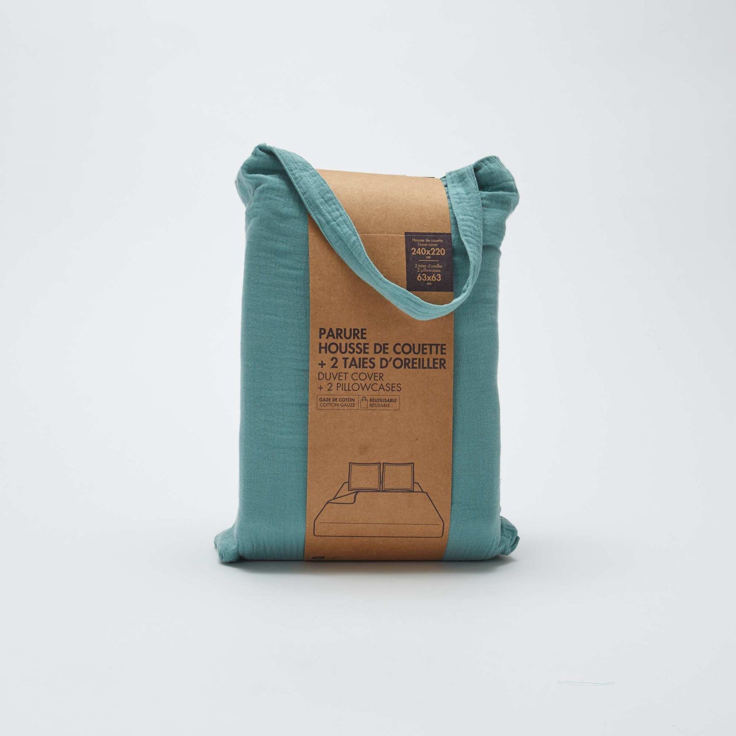 Parure de lit 2 personnes (240 x 220cm) en gaze de coton - Kiabi Home VERT