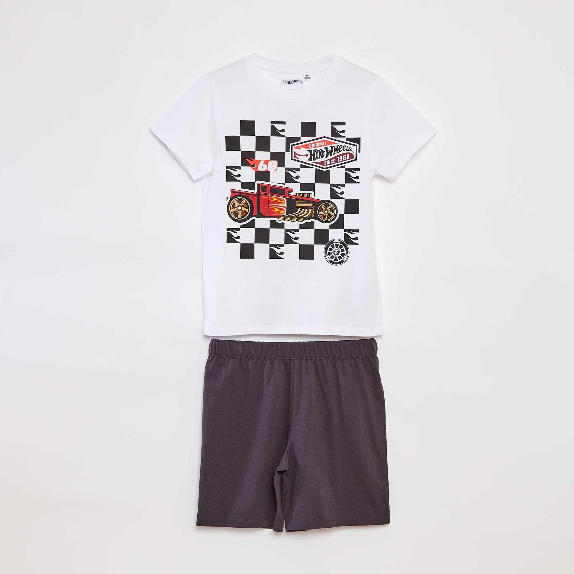 Ensemble pyjama 'Hot Wheels' short + t-shirt - 2 pièces BLANC