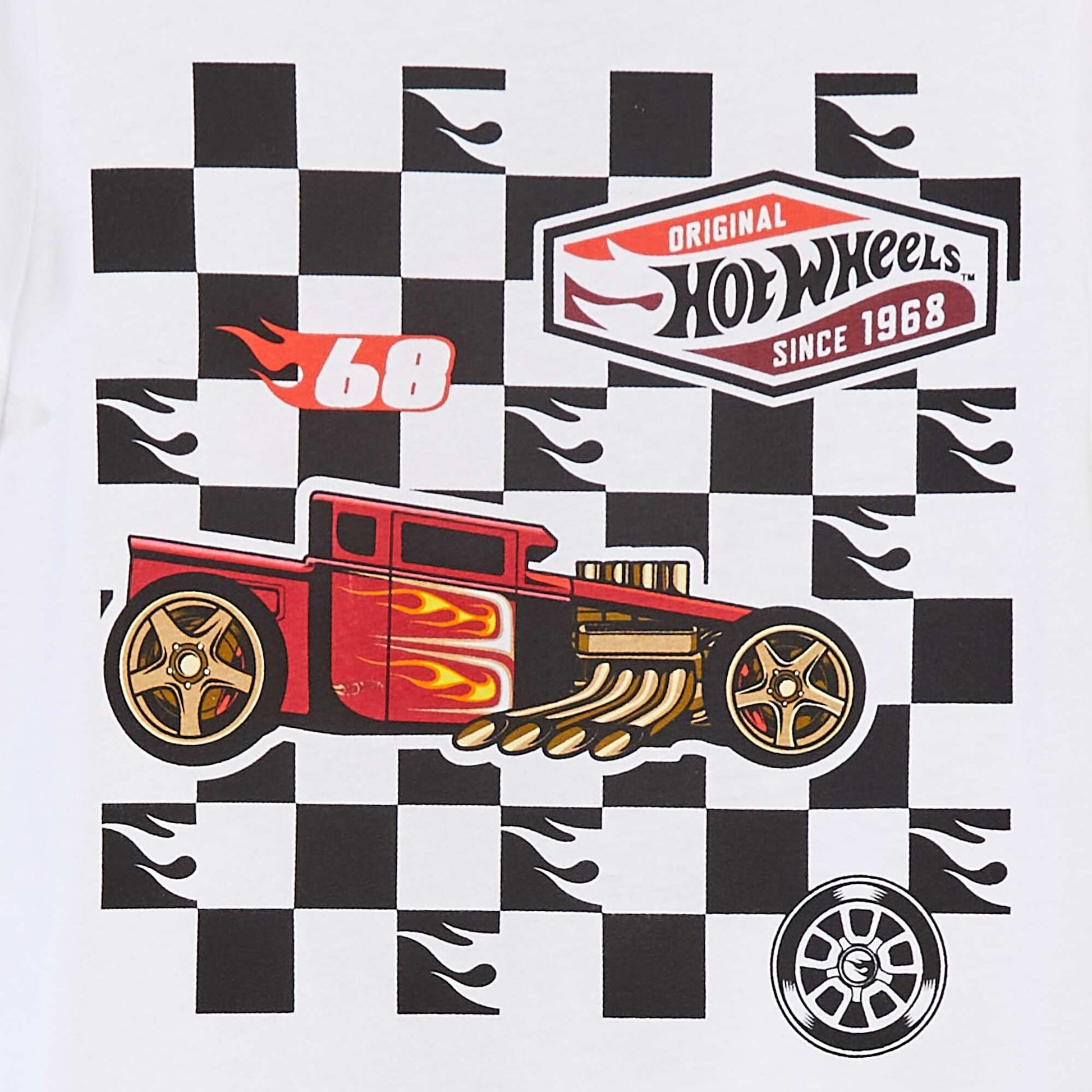 Ensemble pyjama 'Hot Wheels' short + t-shirt - 2 pièces BLANC