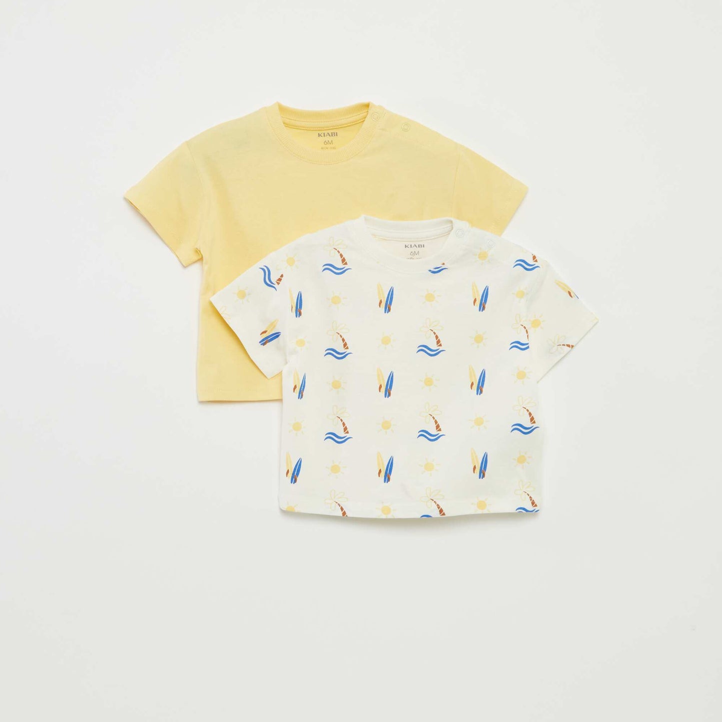 Lot de 2 t-shirts à manches courtes et col rond BLANC