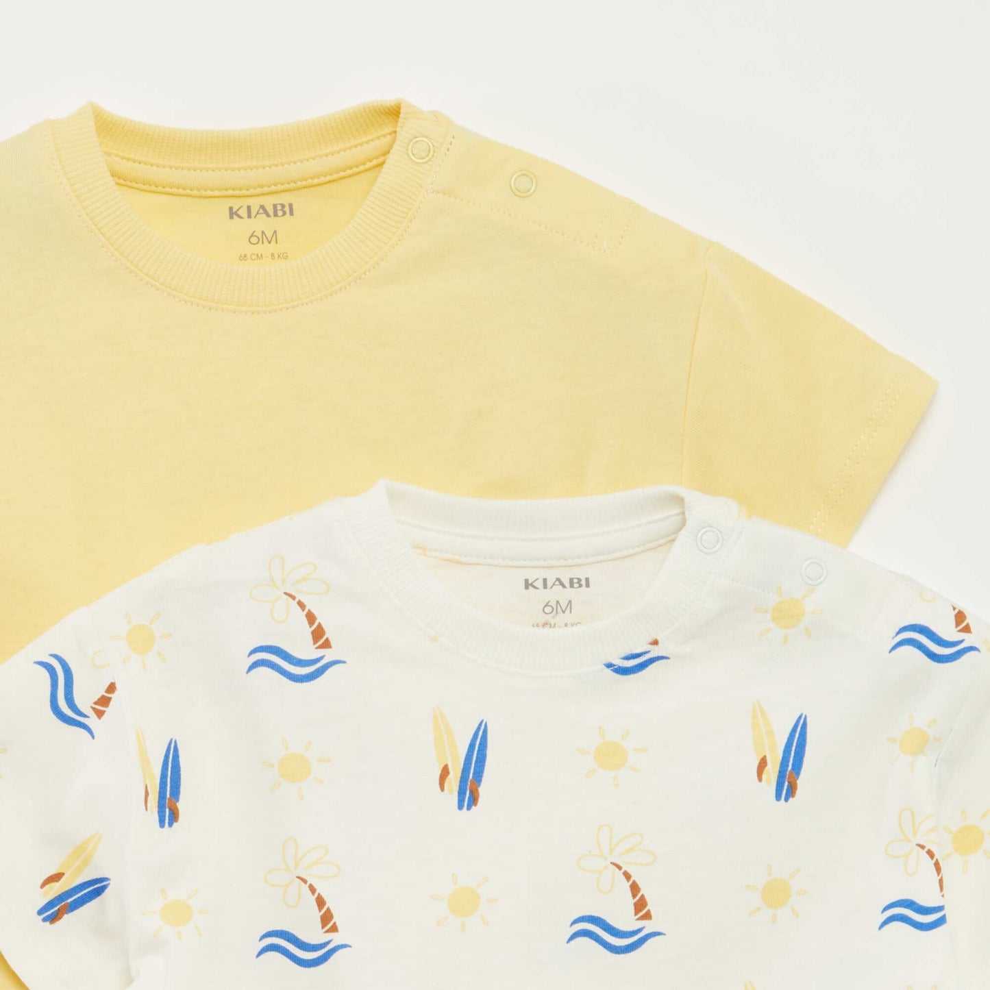 Lot de 2 t-shirts à manches courtes et col rond BLANC