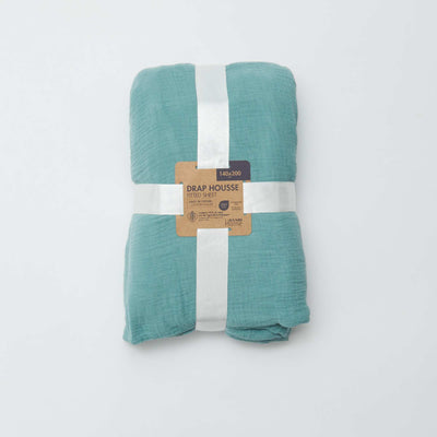 Drap housse 2 personnes (140x200) en double gaze de coton - Kiabi Home VERT