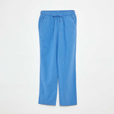 Pantalon regular en lin BLEU