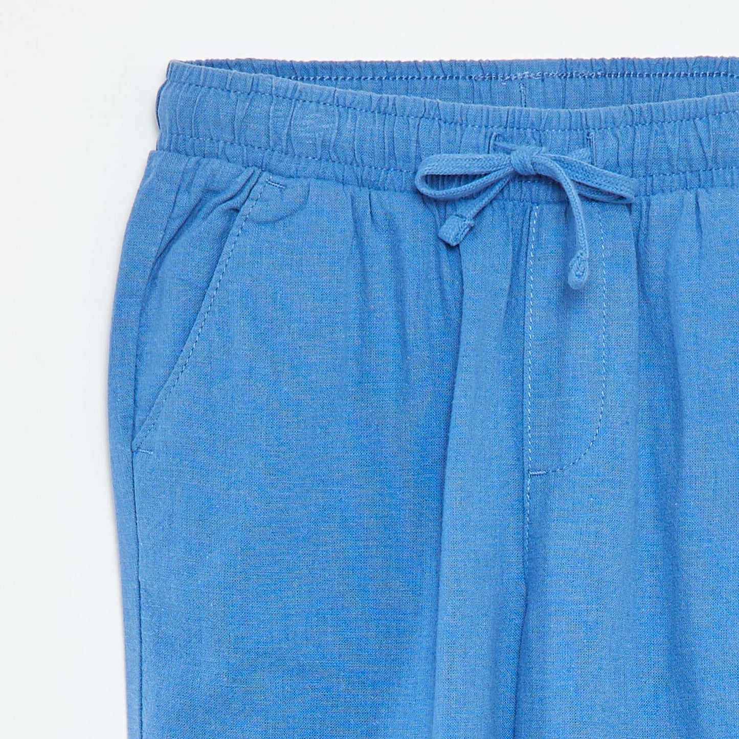 Pantalon regular en lin BLEU