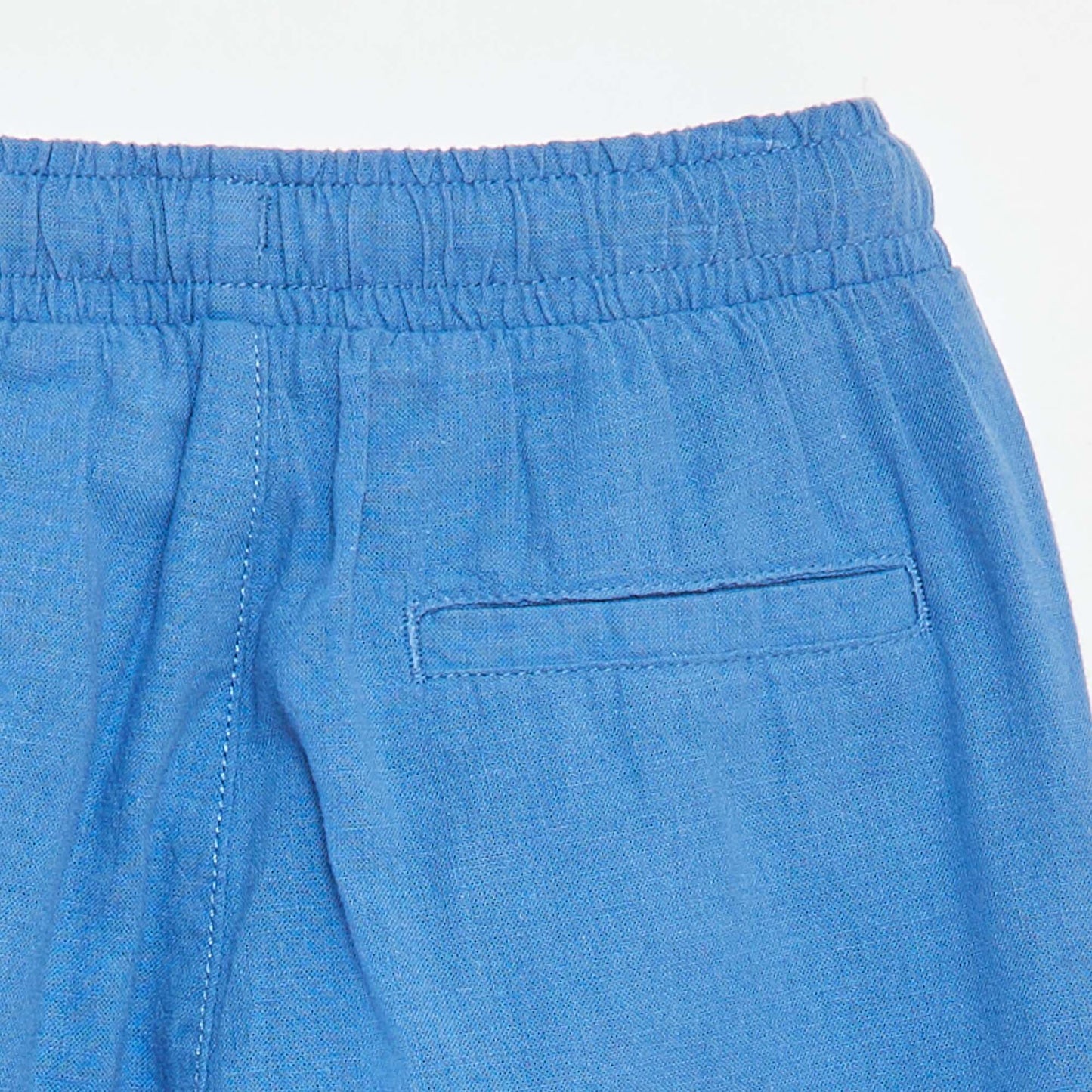 Pantalon regular en lin BLEU