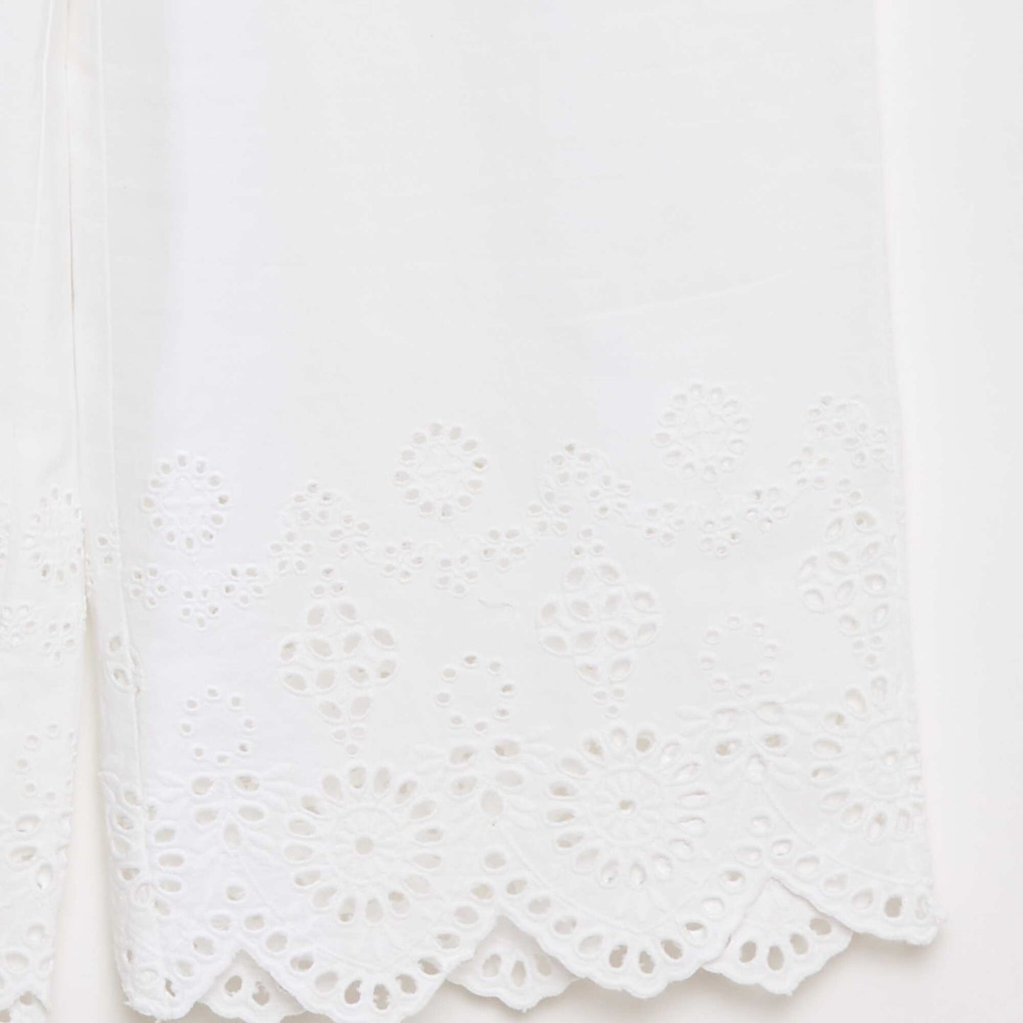 Pantalon large avec broderies anglaises BLANC