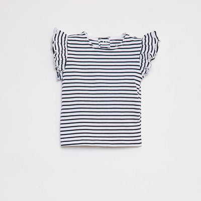T-shirt à manches courtes volantées BLANC