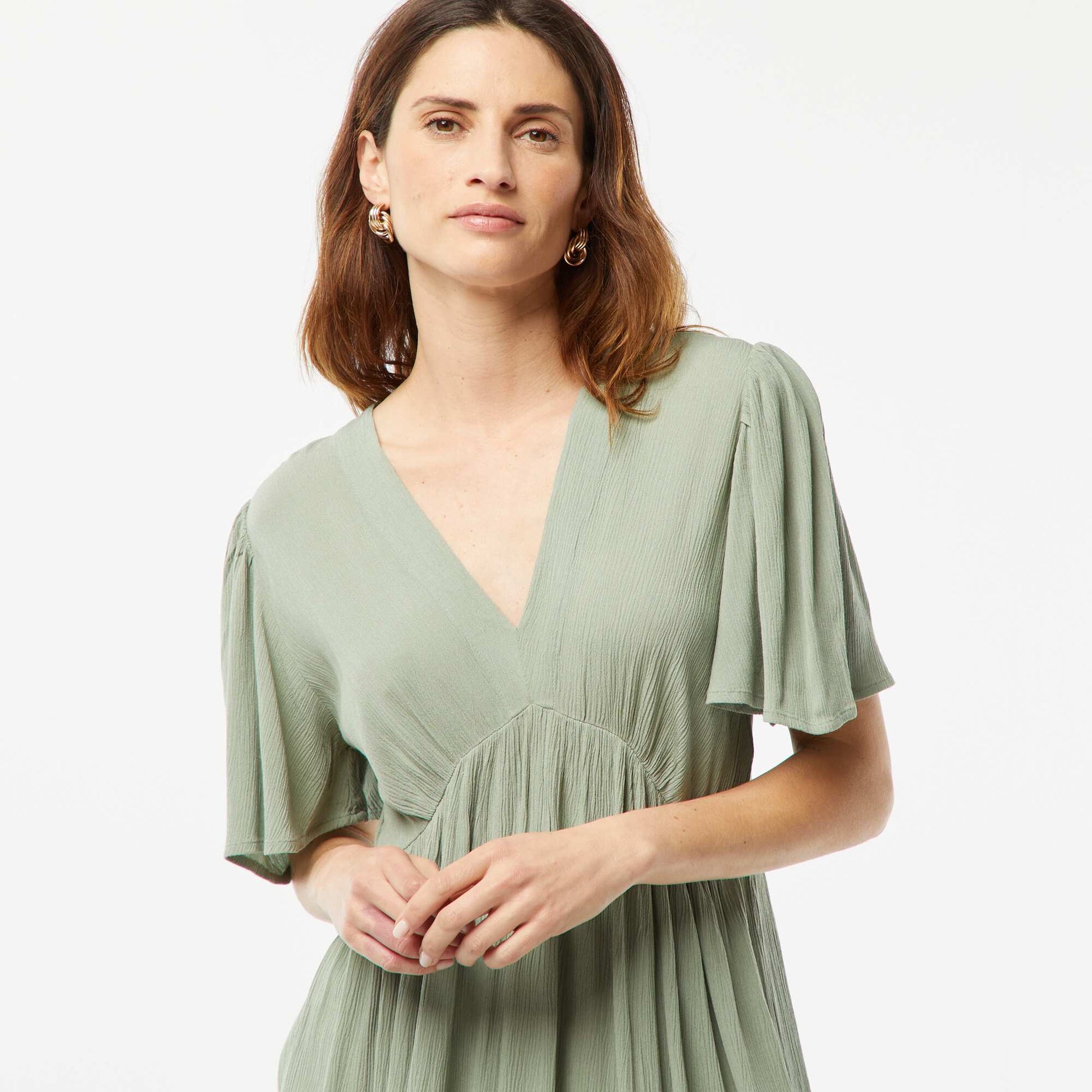Robe courte en maille crêpée BLEU