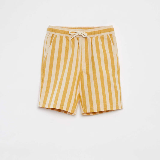 Short rayé avec poches BLANC