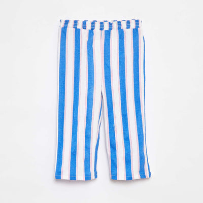 Pantalon coupe paperbag à motif rayé BLEU