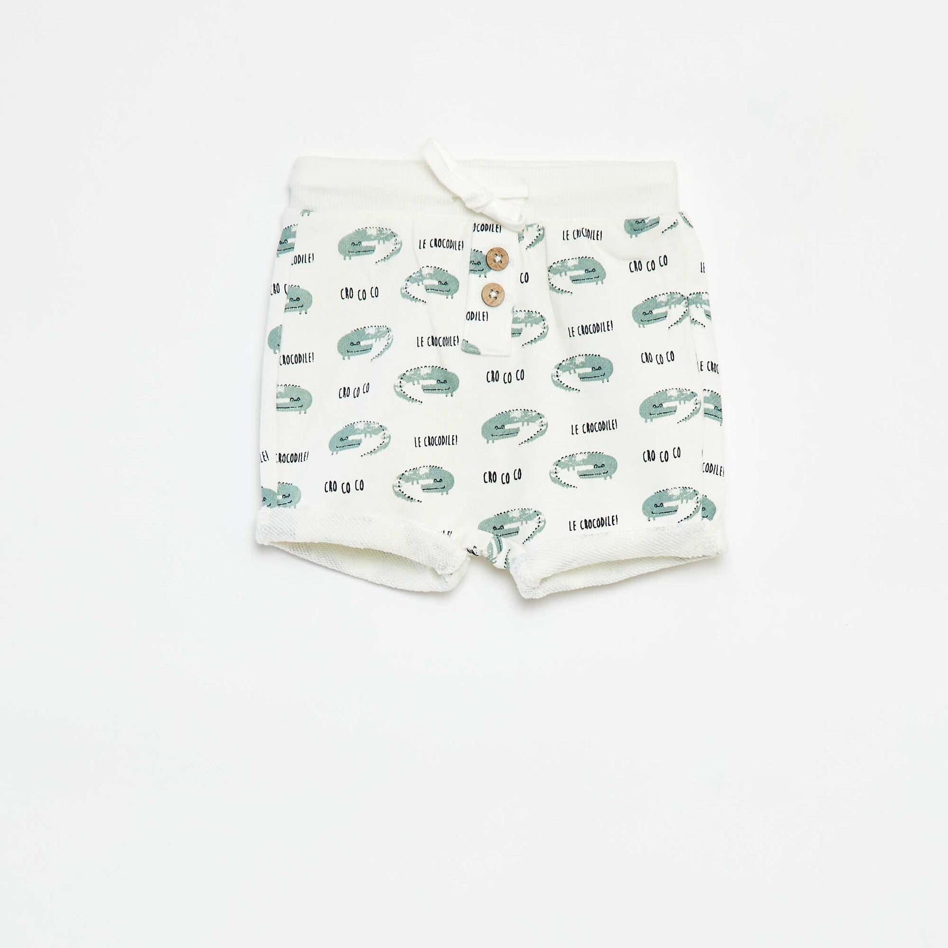Short en french terry imprimé BLANC