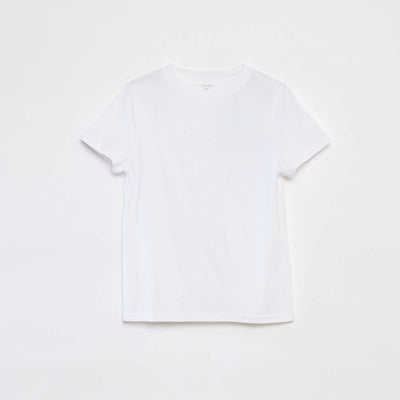 T-shirt uni à manches courtes BLANC