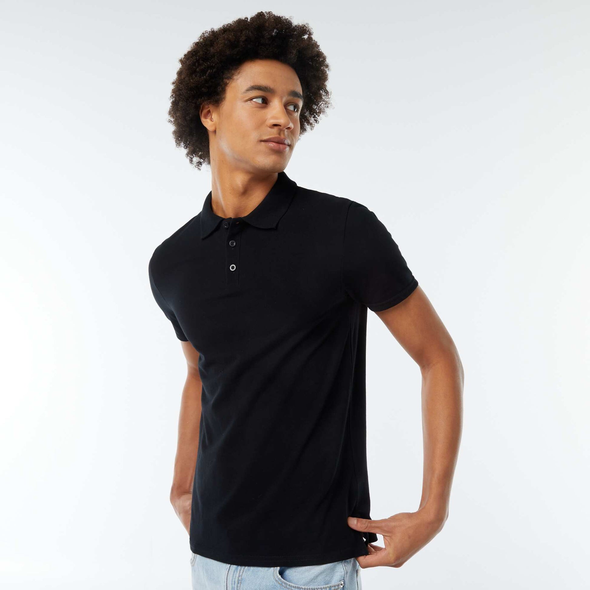 Polo en piqué de coton NOIR