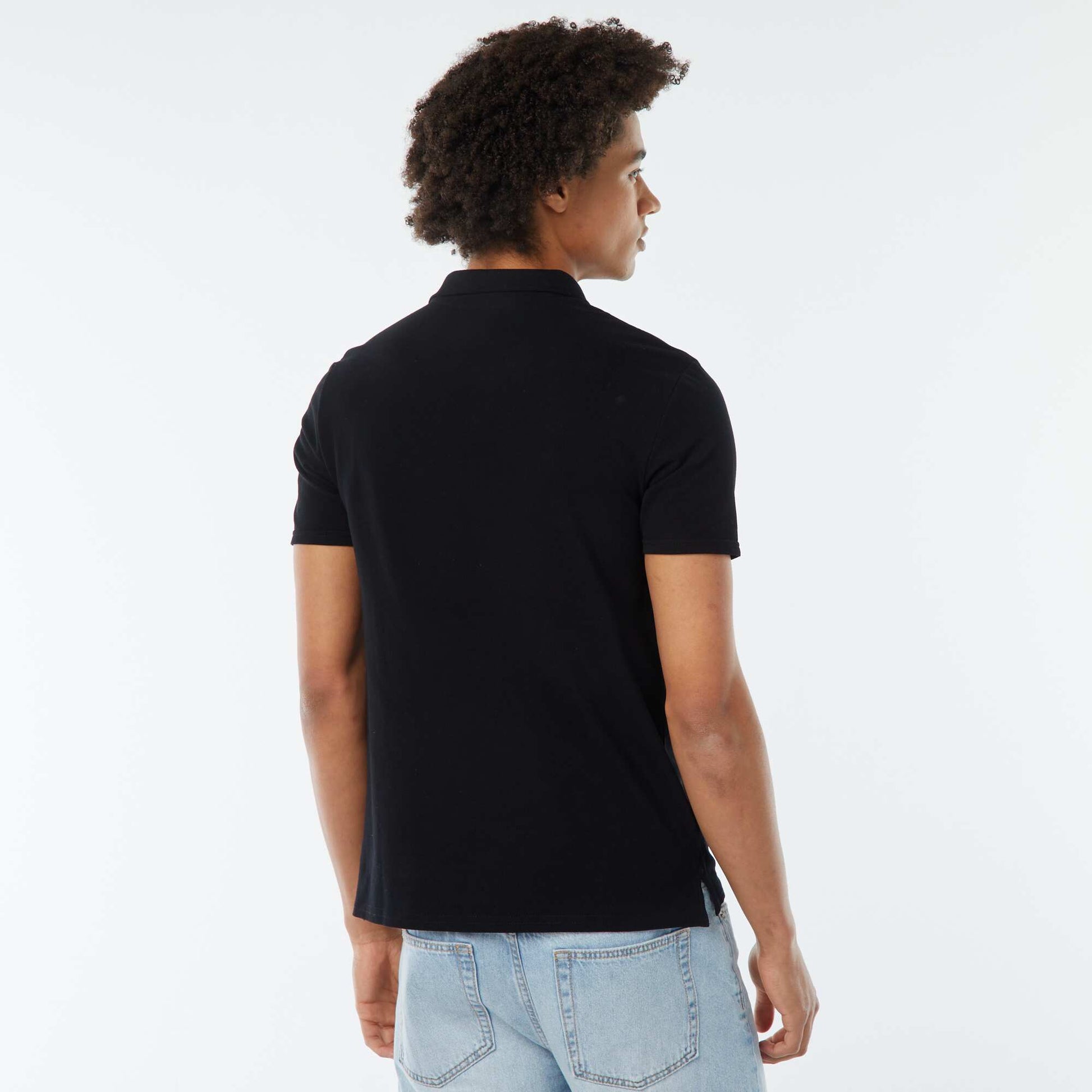Polo en piqué de coton NOIR