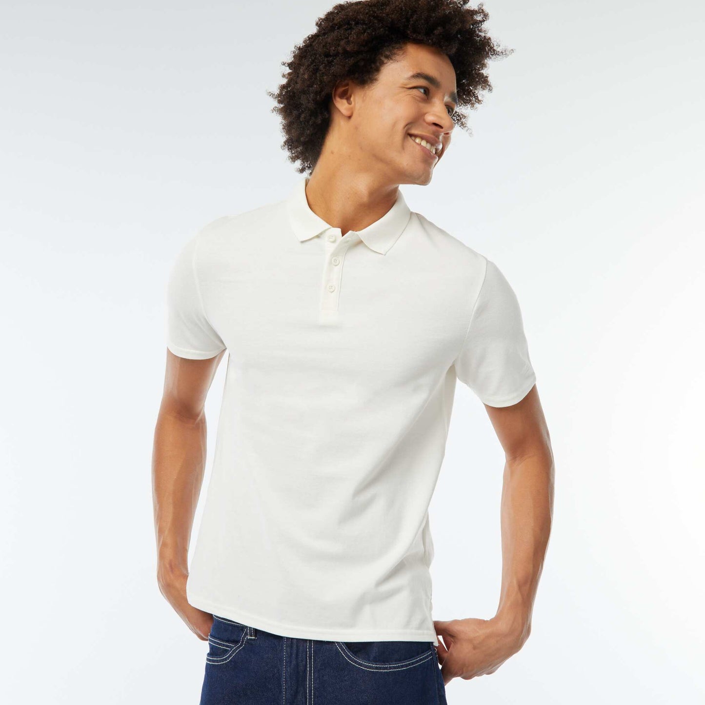 Polo en piqué de coton BLANC