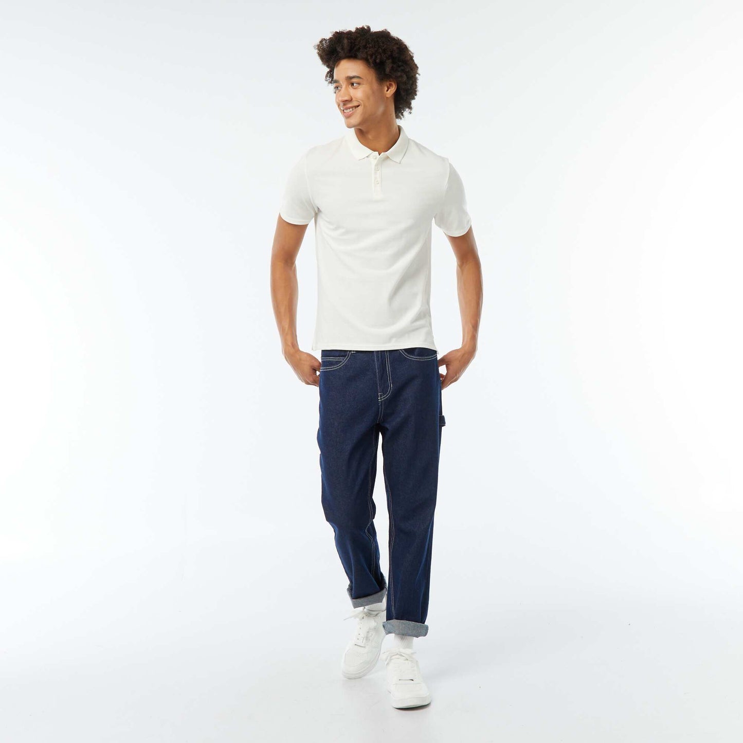 Polo en piqué de coton BLANC
