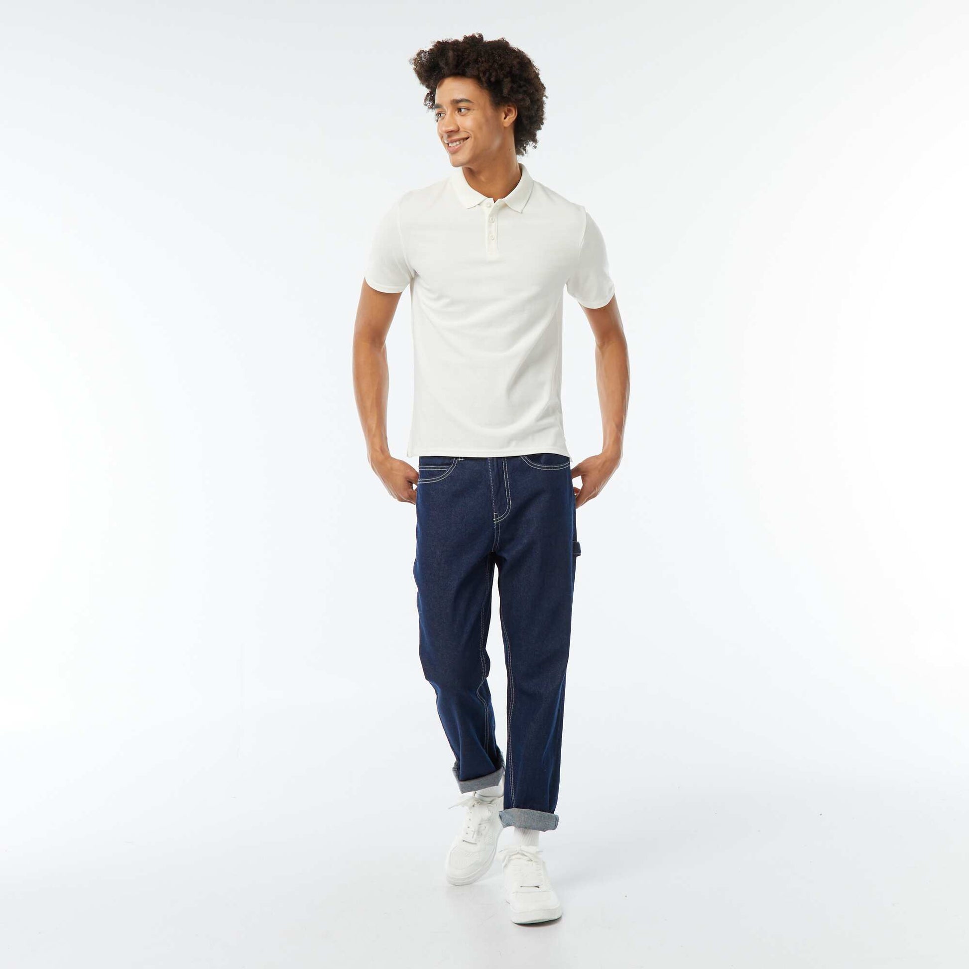 Polo en piqué de coton BLANC