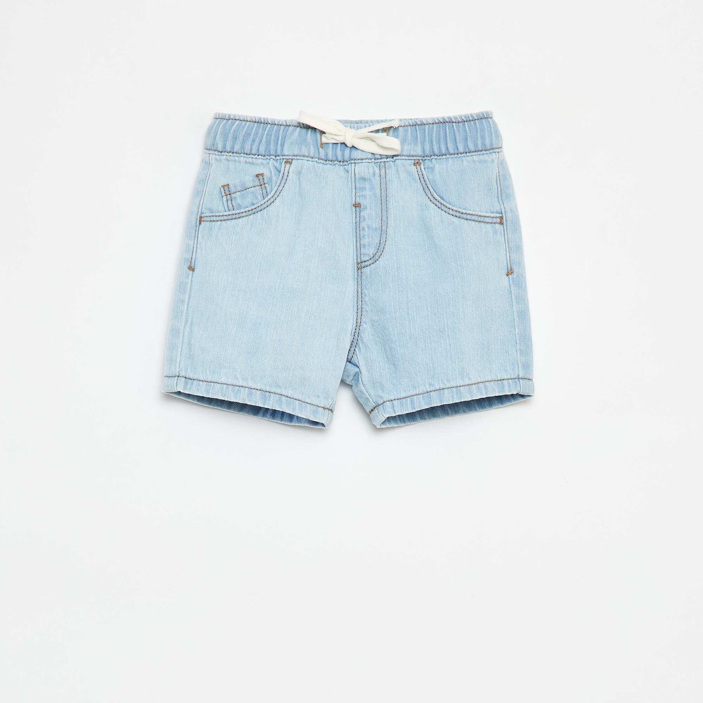Short en denim avec taille élastiquée BLEU