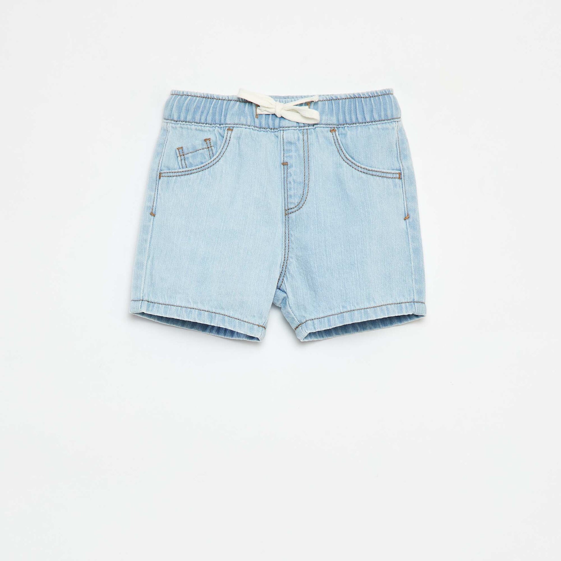 Short en denim avec taille élastiquée BLEU