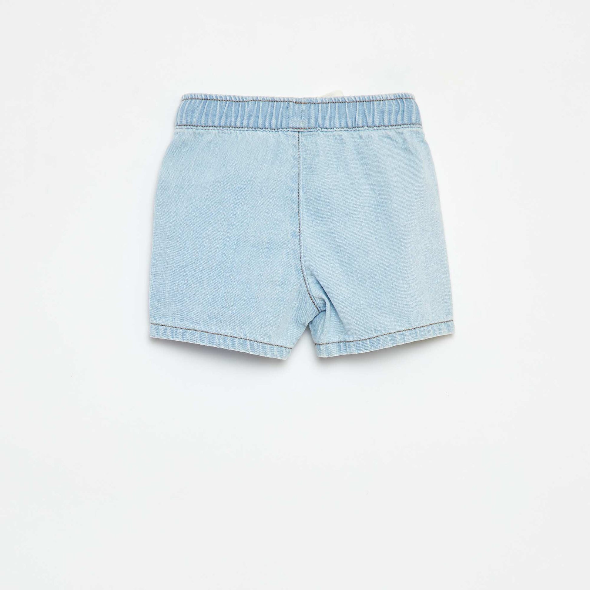 Short en denim avec taille élastiquée BLEU
