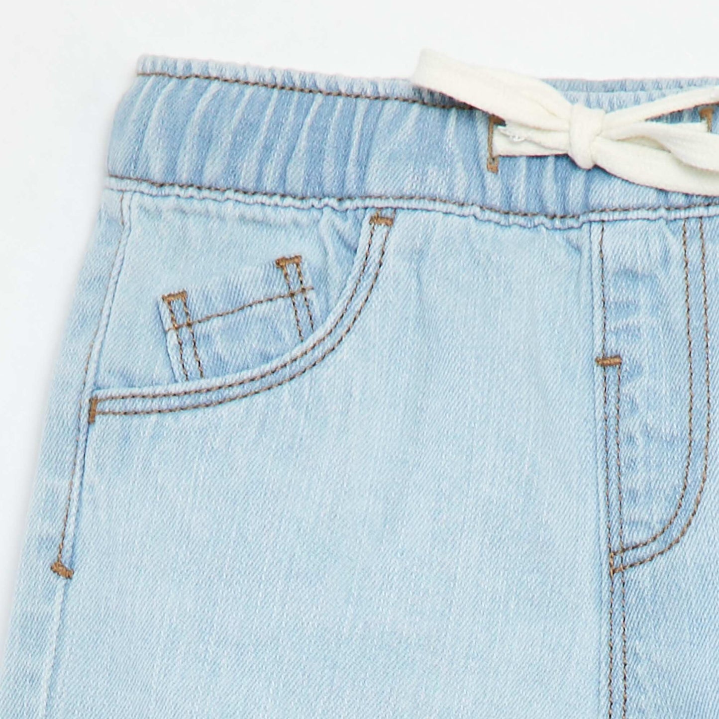 Short en denim avec taille élastiquée BLEU