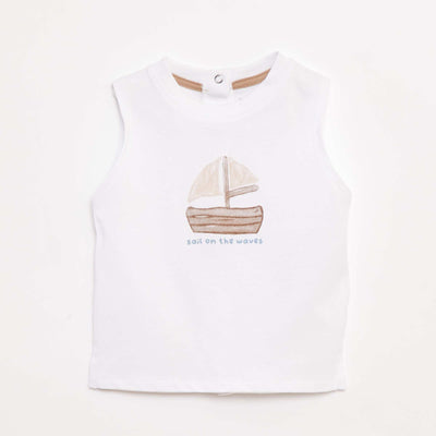 Débardeur imprimé 'bateau' BLANC