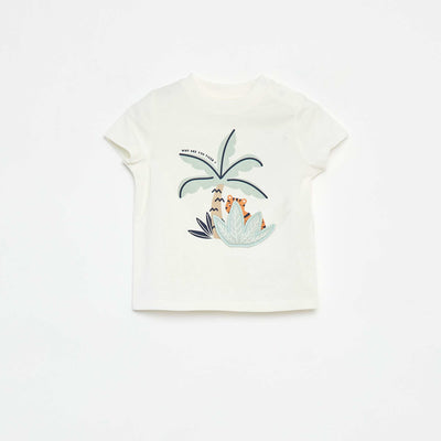 T-shirt à manches courtes avec animation BLANC