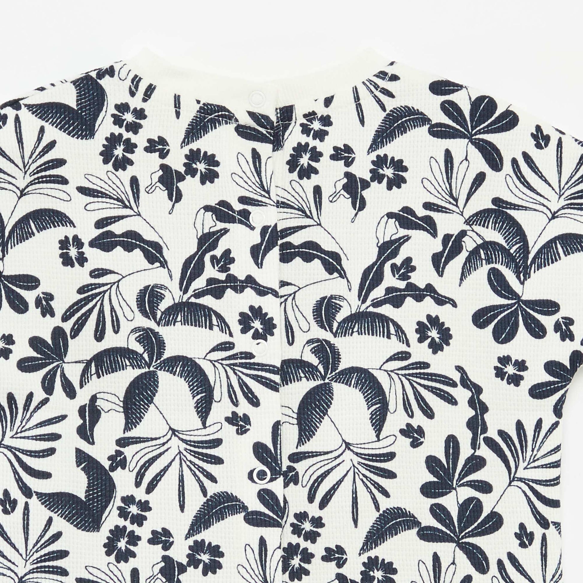 T-shirt en maille gaufrée avec imprimé BLANC