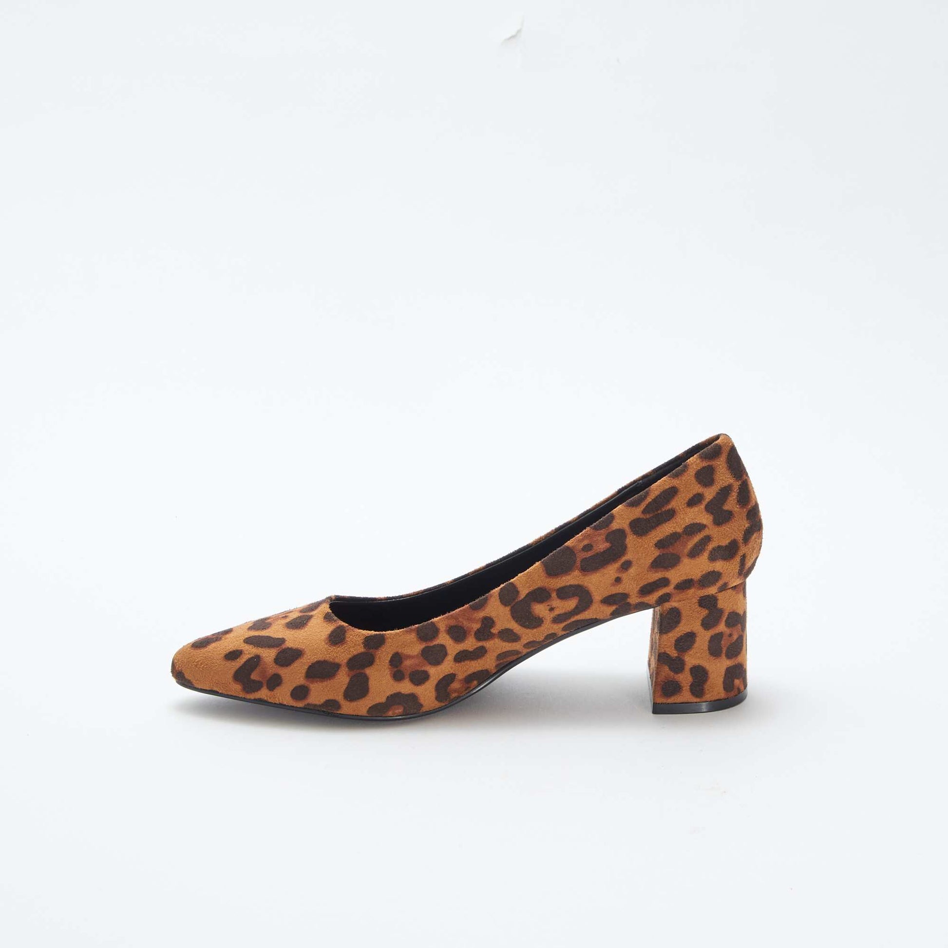 Escarpins avec talon carré et motif léopard MARRON