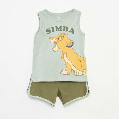 Ensemble pyjama court 'Roi Lion' - 2 pièces VERT