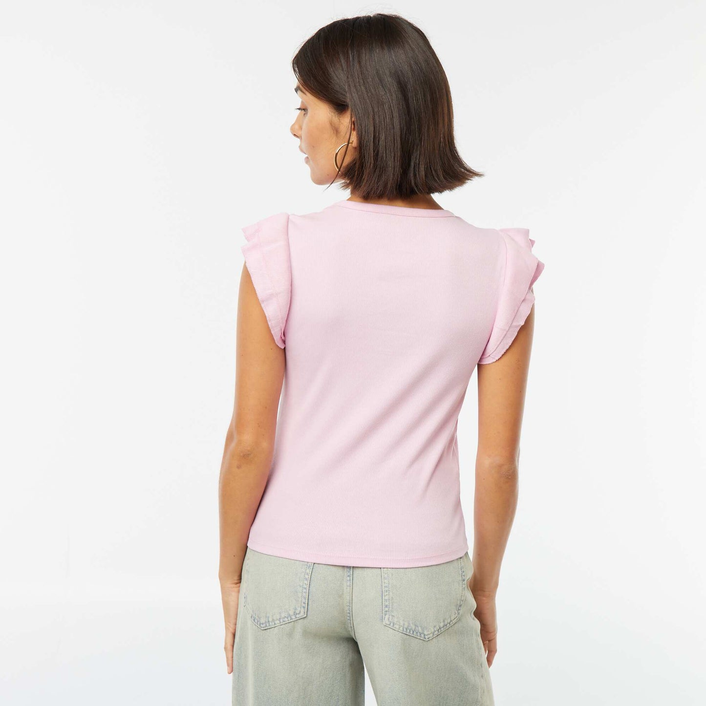 T-shirt manches courtes volantées ROSE