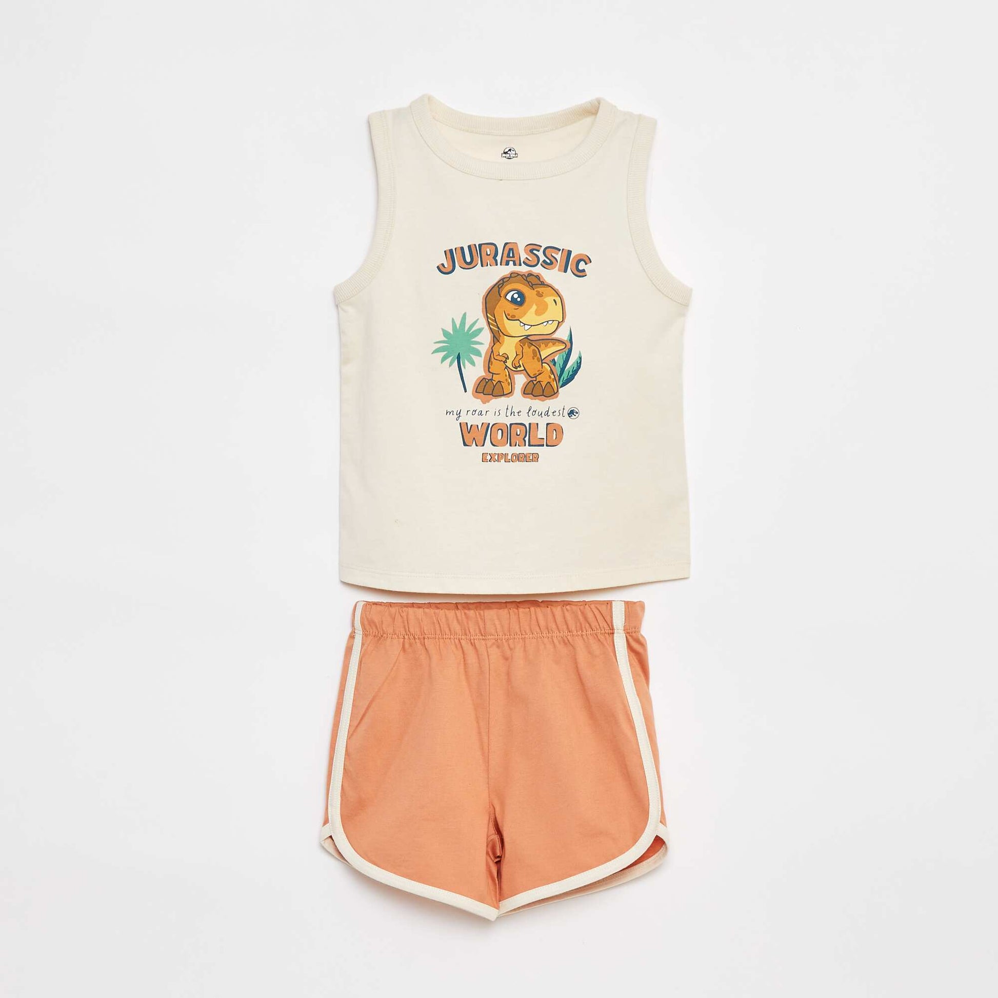 Pyjama court débardeur + short 'Jurassic World' - 2 pièces BEIGE