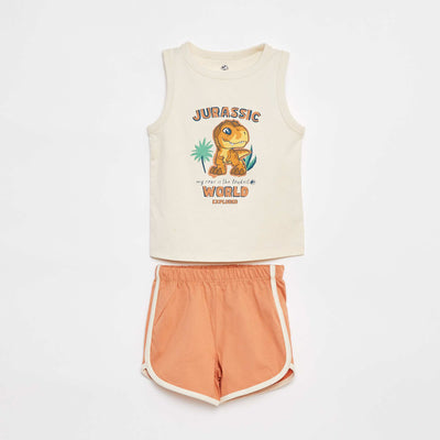 Pyjama court débardeur + short 'Jurassic World' - 2 pièces BEIGE