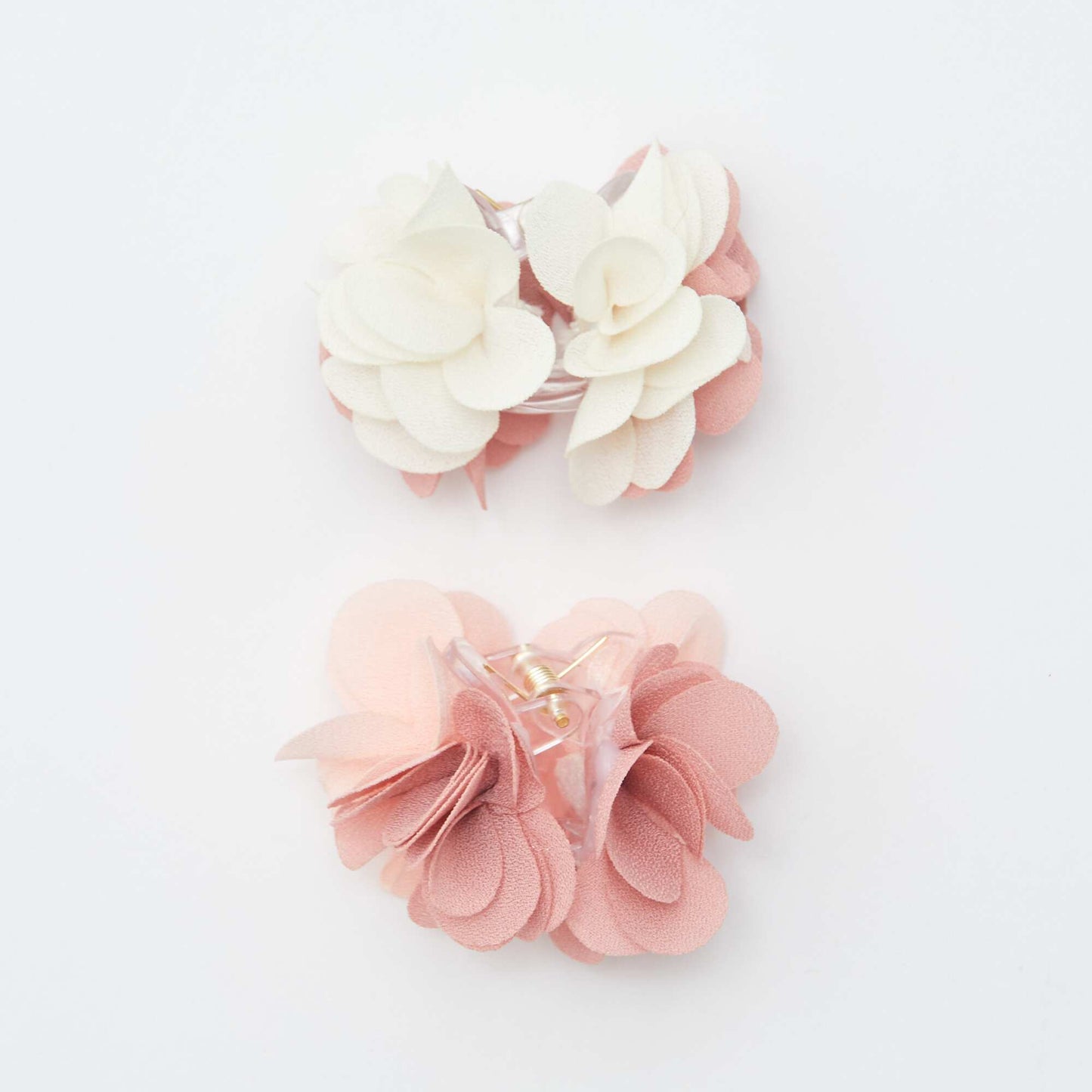 Lot de 2 pinces crabes à fleurs ROSE