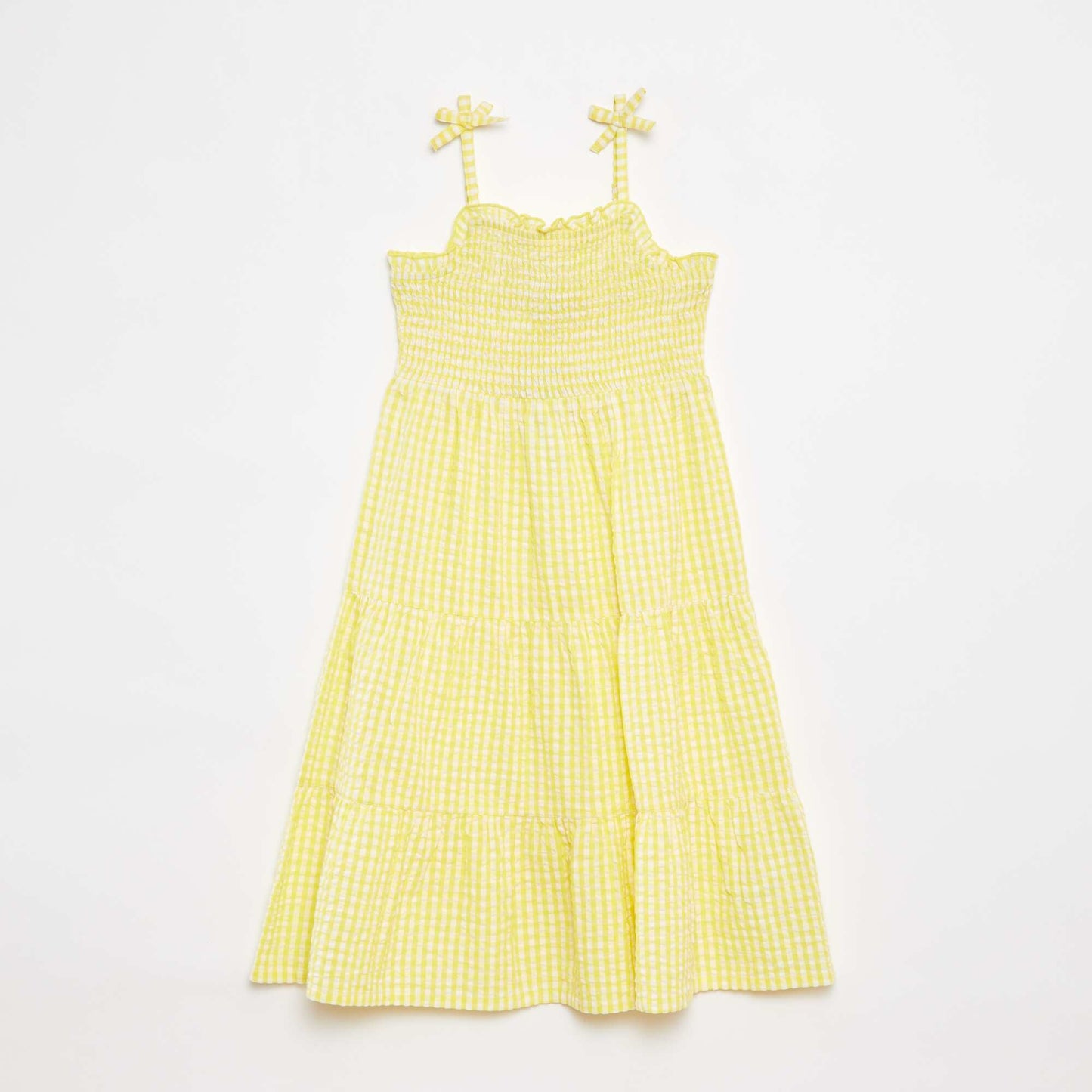 Robe matière crépon avec haut smocké JAUNE